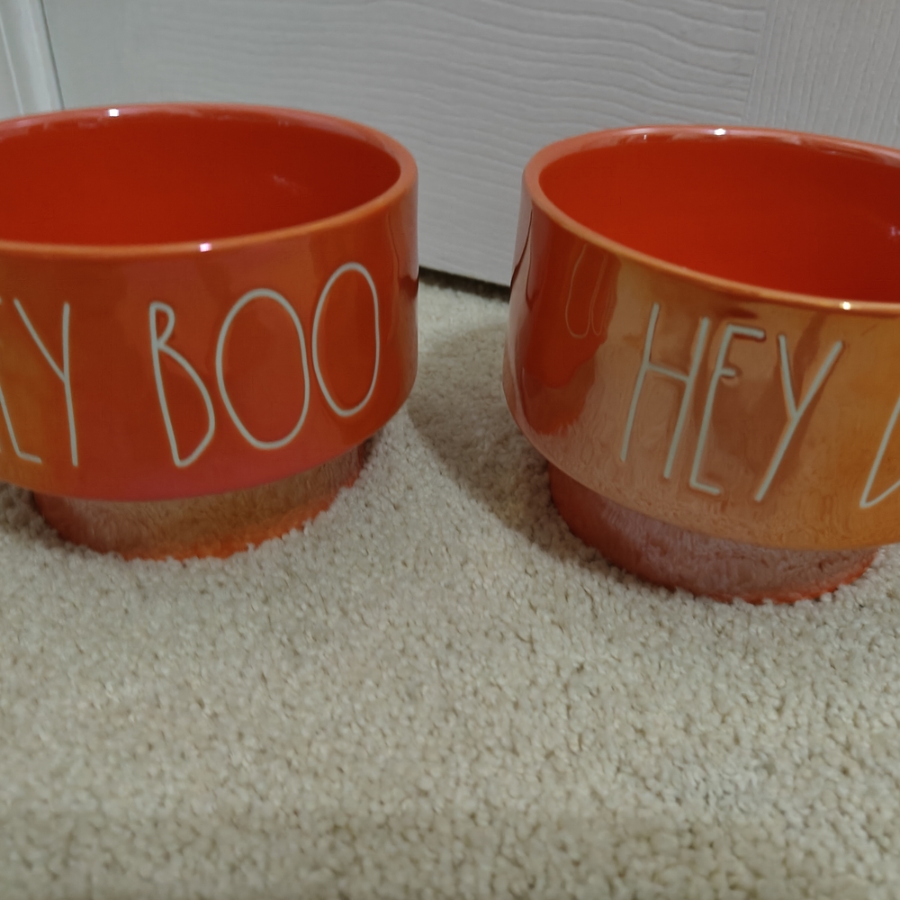 Orange Ceramic Bowls with Text